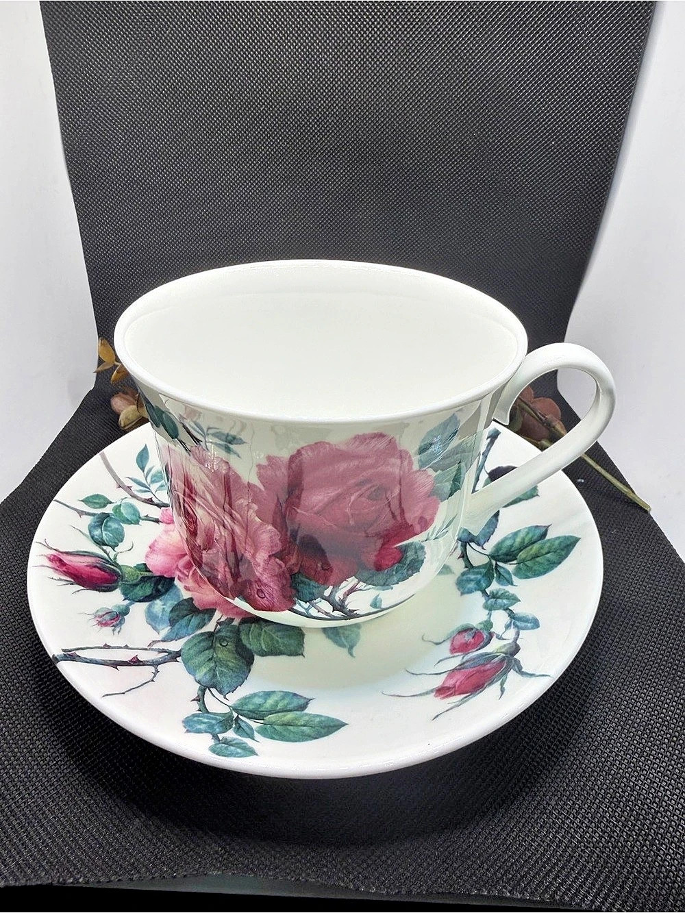 Roy Kirkham English Rose Cup and Saucer 1992 Fine Bone China England Floral
